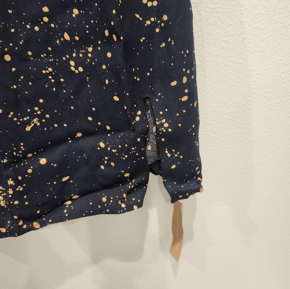 NEW RARE REFORMATION BLUE MINI DRESS WITH SLIT SZ SMALL MARLOWE NAVY SPECKLED - Picture 5 of 11